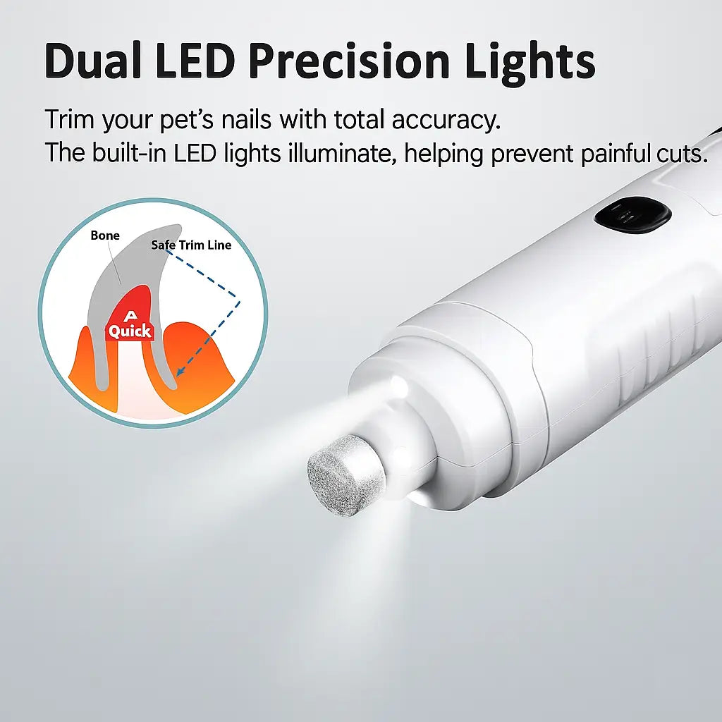 PetNails Pro 1.0™ – 2-Speed Rechargeable LED Pet Nail Grinder | Quiet & Safe Dog and Cat Clipper