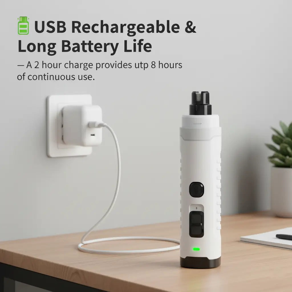 PetNails Pro 1.0™ – 2-Speed Rechargeable LED Pet Nail Grinder | Quiet & Safe Dog and Cat Clipper