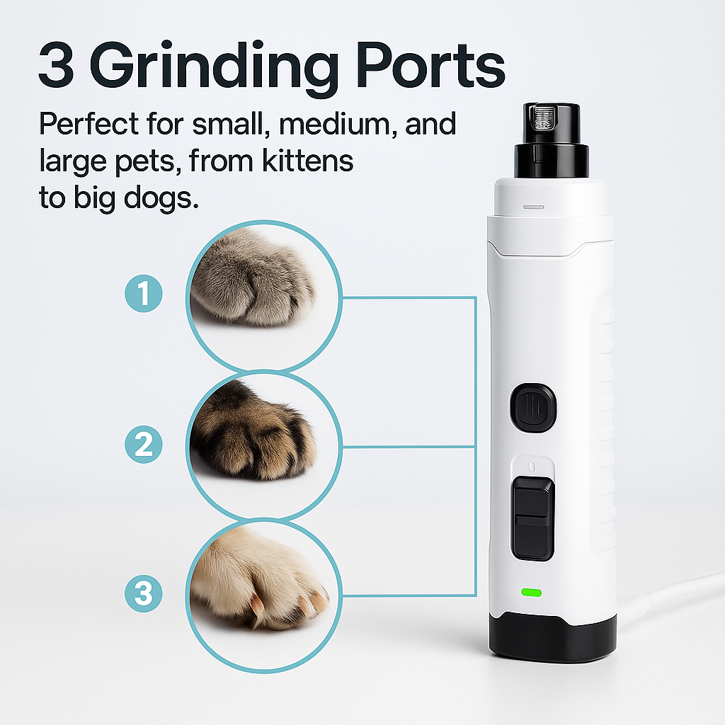 PetNails Pro 1.0™ – 2-Speed Rechargeable LED Pet Nail Grinder | Quiet & Safe Dog and Cat Clipper