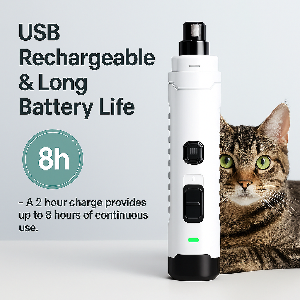 PetNails Pro 1.0™ – 2-Speed Rechargeable LED Pet Nail Grinder | Quiet & Safe Dog and Cat Clipper