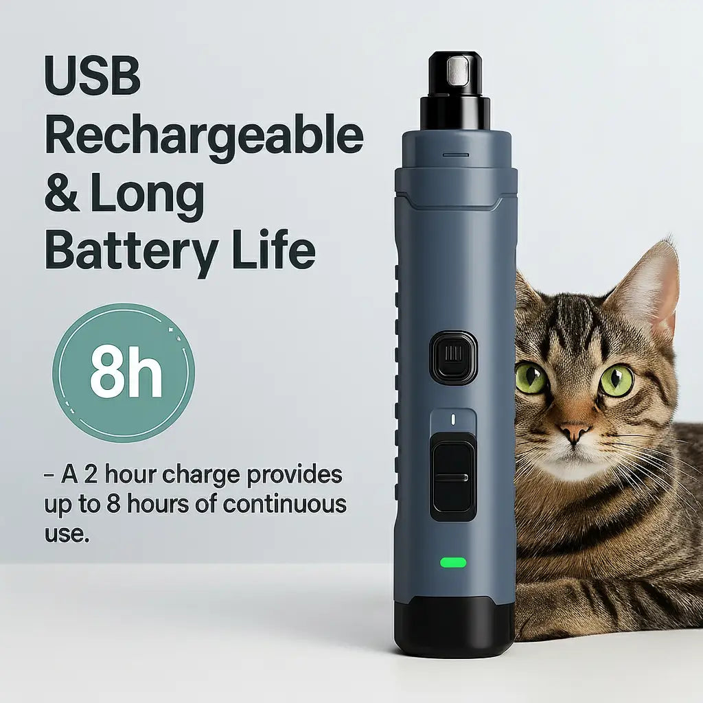 PetNails Pro 1.0™ – 2-Speed Rechargeable LED Pet Nail Grinder | Quiet & Safe Dog and Cat Clipper
